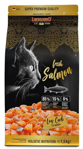 LEONARDO Fresh Salmon & Poultry [1,5kg] Katzenfutter | Trockenfutter mit 85% Frischfleisch für Katzen | Alleinfuttermittel für ausgewachsene Katzen Aller Rassen ab 1 Jahr
