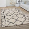 Paco Home Hochflor Teppich Wohnzimmer Schlafzimmer Boho Skandinavisch Shaggy Modern Rautenmuster, Grösse:160 cm Rund, Farbe:Creme Anthrazit 2