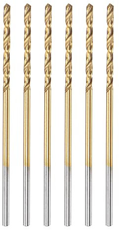sourcing map High Speed Steel Straight Shank Twist Drill Bit Fully Ground Titanium Coated 1.1mm Drill Diameter 36mm Total Length 15mm Drill Bit Length 6 Pcs