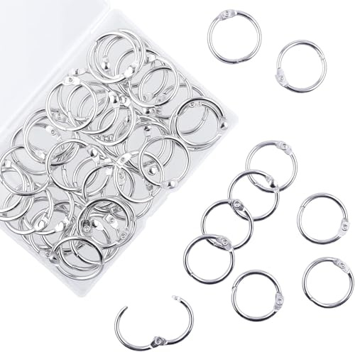 AKONEGE 50Pcs Binder Rings 25mm/1 Inch Small Metal Book Rings, Binding Rings for Index Cards Flash Cards, Keyrings Paper Ring Binder Clips for School, Office, Home