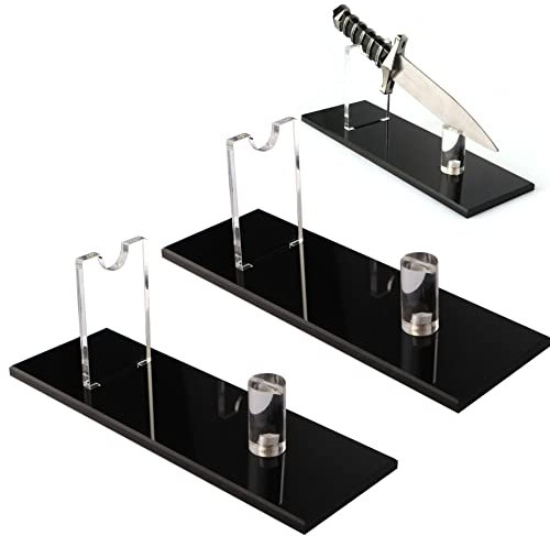 WANLIAN Schreibtisch-Messerständer aus Acryl – Messerhalter Vitrine für Übungsmesser (Schwarz, 2 Stück)
