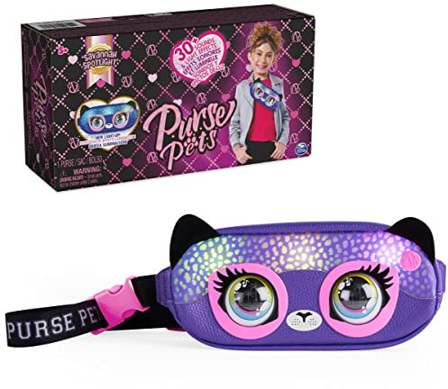 Purse Pets, Savannah Spotlight Gürteltasche, interaktive Stofftier-Umhängetasche mit über 30 Geräuschen und Reaktionen, Kinderspielzeug für Mädchen