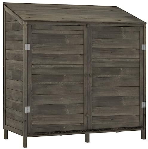 vidaXL Gerätehaus Geräteschuppen Gartenhaus Schuppen Lagerschuppen Satteldach Gartenschrank Pultdach Garten Anthrazit 102x52x112cm Massivholz Tanne