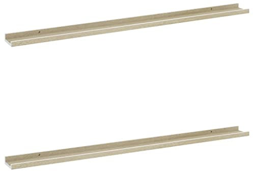vidaXL 2X Wandregal Bücherregal Wandboard Schweberegal Hängeregal Dekoregal Freischwebend Regal Büroregal Wandablage Weiß Sonoma-Eiche 115x9x3cm