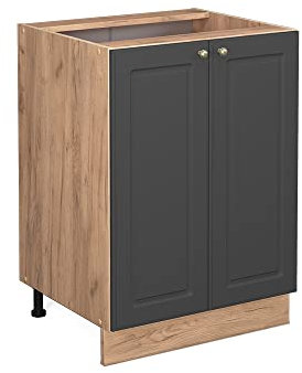 Vicco Mueble bajo de Cocina Fame-Line, Antracita-Oro/Roble Dorado, 60 cm sin encimera