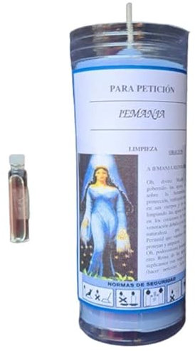Velón Diosa Iemanja con Oración y Aceite Ritual Reina del Mar Yemaya Fertilidad Protección Familiar Orishas Pescadores Vela