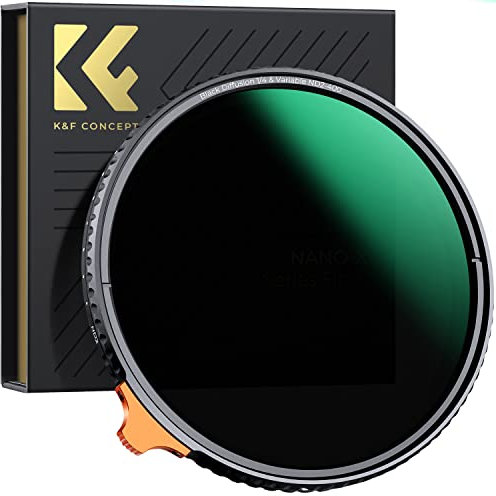 K&F Concept Nano-X 2 in 1 Filtro Variabile ND2-400 (1-9 stop) Black Diffusion 1/4 Filtro ND Pro Mist con Rivestimento Nano a 28 Strati in Vetro Ottico per obiettivi 82mm