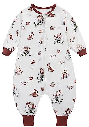 LAT Gigoteuse à Pieds, 1 Tog Sac de Couchage Bébé Manches Longues, Gigoteuse avec Jambes Gigoteuse été Coton Turbulette ete pour Filles, 6-18 Mois