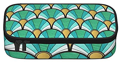 Federmäppchen, Grün, Ombré, goldfarben, Segeltuch, großes Fassungsvermögen, Stifteetui, Schreibtisch-Organizer, Schreibwaren-Tasche mit Reißverschluss