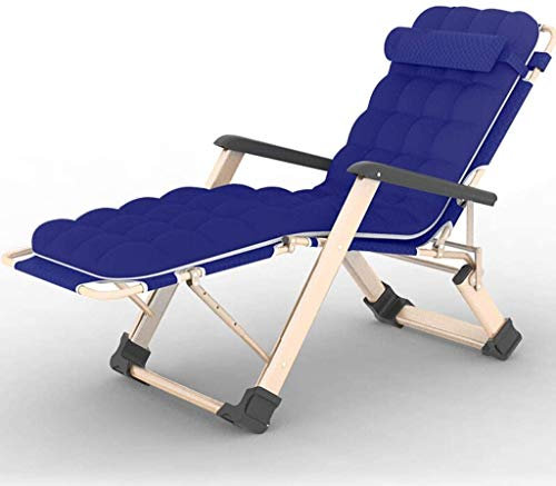 BIRLD Sonnenliege Gartenstühle Faltbarer Liegestuhl Liegestuhl mit dickem Wattepad Tragbares Schwerelosigkeits-Klappbett Doppel-Oxford-Stoff-Liegestuhl (Farbe, Blau),Blau
