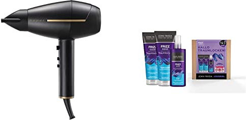 Beper - Professioneller Haartrockner mit Wechselstrommotor, Haar-Föhn & John Frieda Traumlocken Vorteils-Set für lockiges Haar - Shampoo, Conditioner, Styling Spray & gratis MegRhythm Augenmaske
