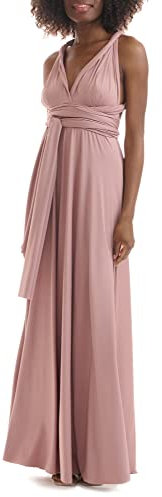 Juvell Robe Demoiselle d'honneur - Maxi Robe - Robe Femme Élégante - Robe Portefeuille Multiway - Top Bandeau Inclus - Robe de Soirée - Mariage-Bal de Fin d'année - 1000 (46-50, Vieux Rose)