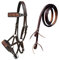 CHALLENGER 77RS39 Zügel für Pferde, Westernpferd, Leder, mit Blumenmuster, gebisslos, geteilte Zügel