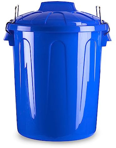 AC - Cubo de Basura con asa metálica - 31L - Azul - Plástico - Rectangular - Elevación manual - Liso - Ideal para hogar, trabajo y hostelería
