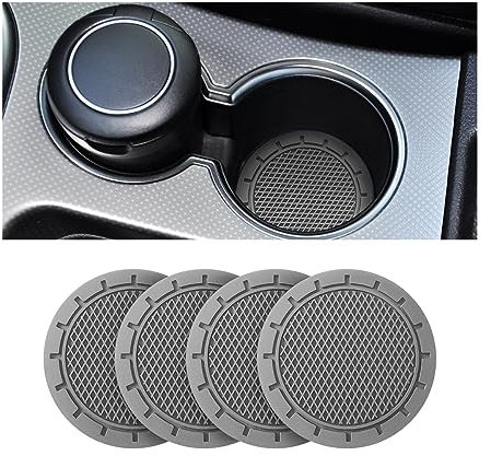 CGEAMDY 4 Pieces Car Cup Holder, 7cm Diameter Non-Slip Universal Insert Cup Holder, Durable, Suitable for Most Car Interior, Car Accessory for Women and Men (Grey)