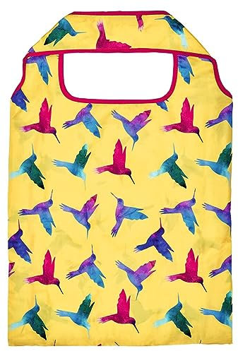 moses Shopper Birds | Größe der Tasche ca. 40 cm x 66 cm | aus recyceltem PET | Beutel zum Einkaufen mit buntem Vogel-Muster