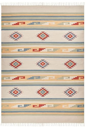 Kelim-Teppich Baumwolle bunt 200 x 300 cm handgewebt geometrisches Muster Aparan