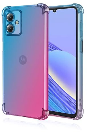 Topme Custodia per Telefono per Motorola Moto G14 (6.5 Inches), Cover per Cellulare con Gradiente di Colore Trasparente in Morbido Silicone TPU - Blu Rosa