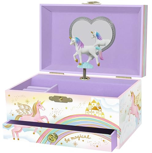 Boîte à Bijoux Musicale Licorne pour Filles - Boîte à Musique Licorne pour Enfants avec Miroir, Cadeaux Licorne pour Petites Filles, Boîte à Bijoux, Cadeau d'Anniversaire pour Enfants, 3-10 ans