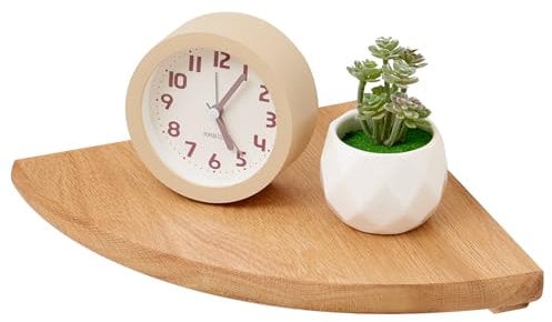 TREOAKWIS Eckregal Hängend, Eiche Massivholz Eckregal Hangeregal Wandregal Holz, Kleines Schwebendes Eckwandregal für Pflanzen Schlafzimmer Wohnzimmer Küche (25CM)