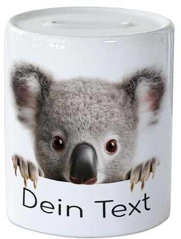 GRAZDesign Spardose Baby Koala mit Name personalisiert, Geldgeschenk für Mädchen und Jungen aus Keramik