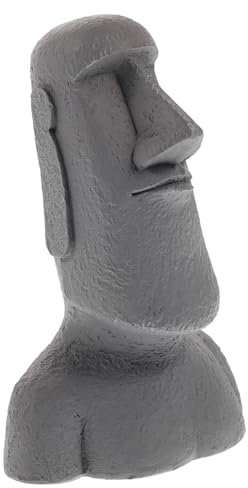 Milisten Osterinsel-Kopf-Moai-Statue Steinfiguren Moai-Skulptur 5. 1X3. 5-Zoll-Kleine Aquarium-Aquariumdekorationen Für Desktop-Osterparty-Feengarten-Grau