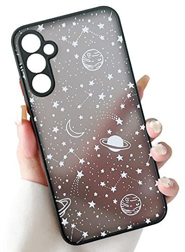 ZTOFERA Handyhülle Kompatibel mit Samsung Galaxy S24 5G, Planeten Sterne Universum Muster Stoßfest Schutzhülle Transluzent Matt Harte PC Rückseite mit Silikon Bumper, Weiß Sky