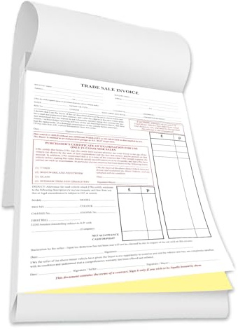 Stets Trade Car Vehicle Sales Invoice/Deposit/Receipt Pad A4 x 50 2 Part NCR Carbonless - Motor Trade Sale Buying & Selling Cars #1584