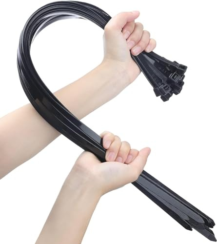 26 Zoll Heavy-Duty Kabelbinder, 100 Stück, 90 kg Zugfestigkeit, Premium-Nylon-Kabelbinder, Temperaturbeständig von -15°C (5°F) bis 80°C (176°F), Verstellbare Drahtbinder für Innen- und Außeneinsatz