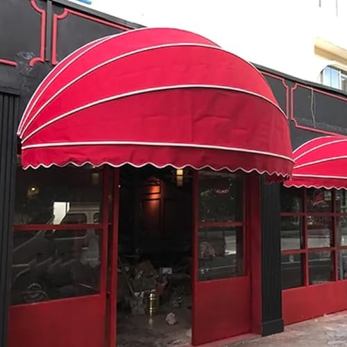 KDDFN Auvent de Fenêtre en Forme de Dôme,Auvent de Porte Hémisphérique,Marquise de Porte,Toit Incurvé Anti-UV,Couverture Pliable de Parasol,pour Terrasse,Entièrement Assemblé (Diameter:90cm/35in,Red)