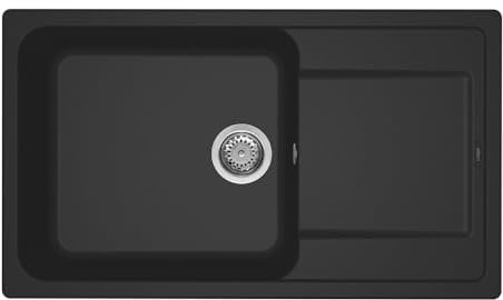 Elleci Lavello Incasso Life 410 1 Vasca con gocciolatoio 86×50 Nero Granitek LG241040