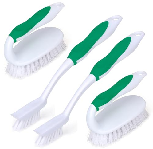 HileSwan Scrub Brush Set, 4 Pack Deep Cleaning Brush Kit, Green