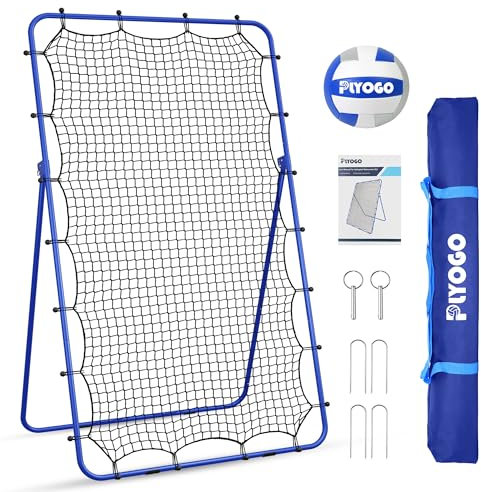 PLYOGO Volleyball-Rebounder-Netz, 1,2 x 2,1 m, Bounce Back Übungsnetz mit 5 verstellbaren Rückprallwinkeln, für drinnen und draußen, leicht aufzubauen, Trainingsausrüstung zur Verbesserung der