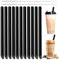 Addein 20pcs Bubble Tea Strohhalme, Wiederverwendbare Strohhalme mit 2 Reinigungsbürsten, Schwarz Strohhalme für Bubble Tea (Topioka, Perlen), Milchshakes, Säfte