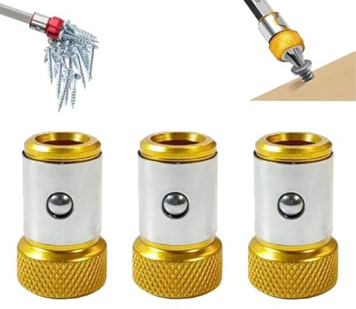Screwdriver Head Magnetic Ring, Upgrade Magnetizer Screw Removable for Hex Screwdriver and Power Bits, Magnetic Screw Ring Holders Household Tool (3PCS Yellow)