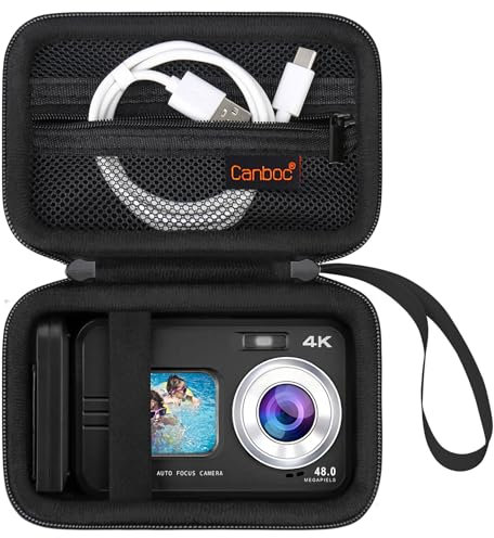 Canboc Waterproof Camera Case for HICSHON 11FT Compact Waterproof Digital Camera, 4K 48MP Underwater Camera Bag, Zipper Mesh Pocket fits USB Cable, Batteries, Black (Case Only)
