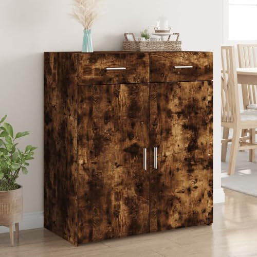 Lalfkkii Modernes Sideboard, Küchenschrank, Wohnzimmerschrank, Buffetmöbel, Eichengrau, 80 x 42,5 x 93 cm