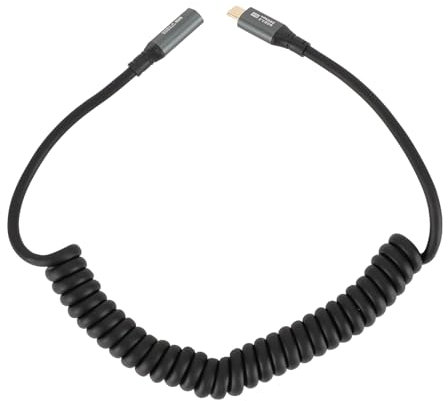 PD100W Fast Charging, 20Gbps 20V5A 8K 60hz Sound Video Spring Spiral USB C to USB C Cable, Double Head Data Cable for Thunderbolt 3, iOS 15, for Tablet, Laptop, Mobile (C Male to