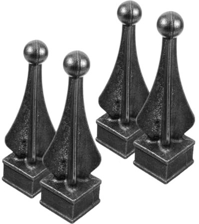 Cabilock Paquete de 4 Elegantes Remates para Postes de Cerca de Hierro Fundido Remates Decorativos para Cercas Puntas para Postes de Puertas de Jardín al Aire Libre en Color