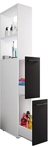 VCM Bathroom furniture niche cabinet room divider bathroom cabinet tall drawer Sadilo XL Bathroom furniture niche cabinet room divider bathroom cabinet tall drawer Sadilo XL White/Black