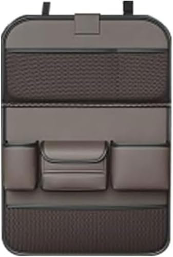 HBDTNTKF Auto Rücksitz Organizer Für Mercedes Benz EQ EQC N293 SUV EQC 350/EQC 400 SUV, Autositz PU Leder Rückenlehnenschutz Aufbewahrungstasche mit Faltbarer Tischablage Zubehör,Large-Brown