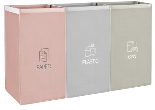 DMJJSD Sistema di separazione dei rifiuti a 3 scomparti per carta, vetro e plastica, sistema di separazione dei rifiuti ecologico, organizer riciclabile in materiali resistenti e riutilizzabili.