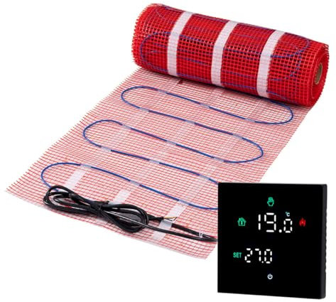 Kit de chauffage au sol électrique complet, 200 W avec thermostat WiFi, 5 m², blanc
