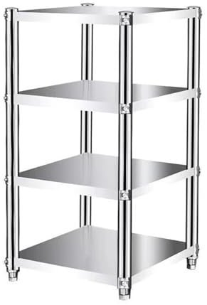 LXBAMKEA Edelstahl- Regale, 4-stöckig Lager- Regaleinheit, Verstellbar Schwerlastregale Für Küche Garage Büro Restaurant Lager, Große Kapazität(45x45x120CM)