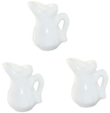COLLBATH 3pièces Mini Pot à Lait Blanc Pour Maison De Poupée Vaisselle Décorative Miniature Pot à Lait Pour Maison