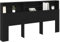 vidaXL Black Oak Wood Headboard Cabinet 200x19.3x103.5cm - Bed Storage Shelves for Bedrooms/Indoor Decor, Rectangular Matte Finish, Assembly Required