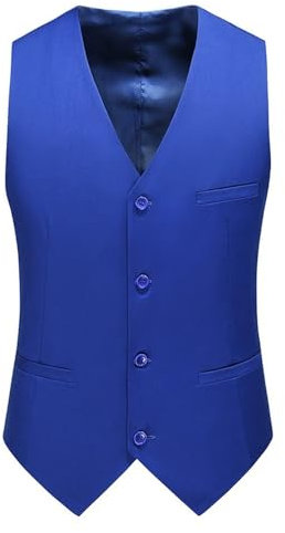 BERCIELY Blazer Weste Herren Ärmellos Temperament Trend Taschendekoration Klassisch Business Casual Basicweste Slim Fit Gutaussehend Mode Anzugweste C-Royal Blue M