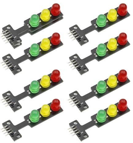 Lot de 8 modules de feux de circulation LED 3,3-5 V 8 mm Creative DIY Mini feux de circulation compatibles avec Arduino