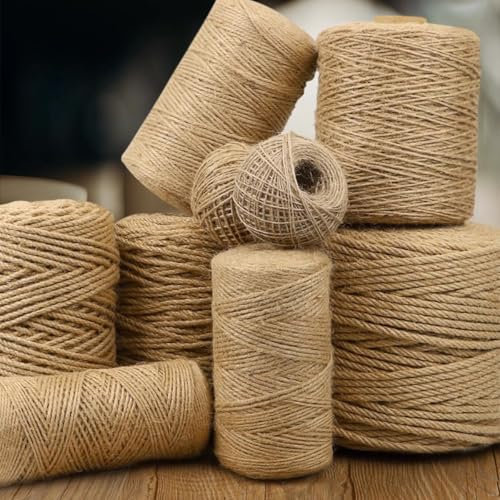 Cuerda de cuerda de jardín para manualidades, jardinería, cuerda de yute, 50 metros de largo, cuerda de cáñamo para envolver decoración (2 mm x 50 metros)