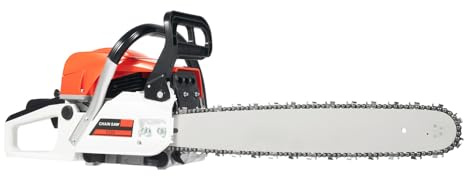 Benzin-Kettensäge 52 cm³ 2T 2,0 kW 7.500 U/min 50-cm-Schwert und Kette ideal für das Roden, Holzschneiden und Gartenarbeiten.
